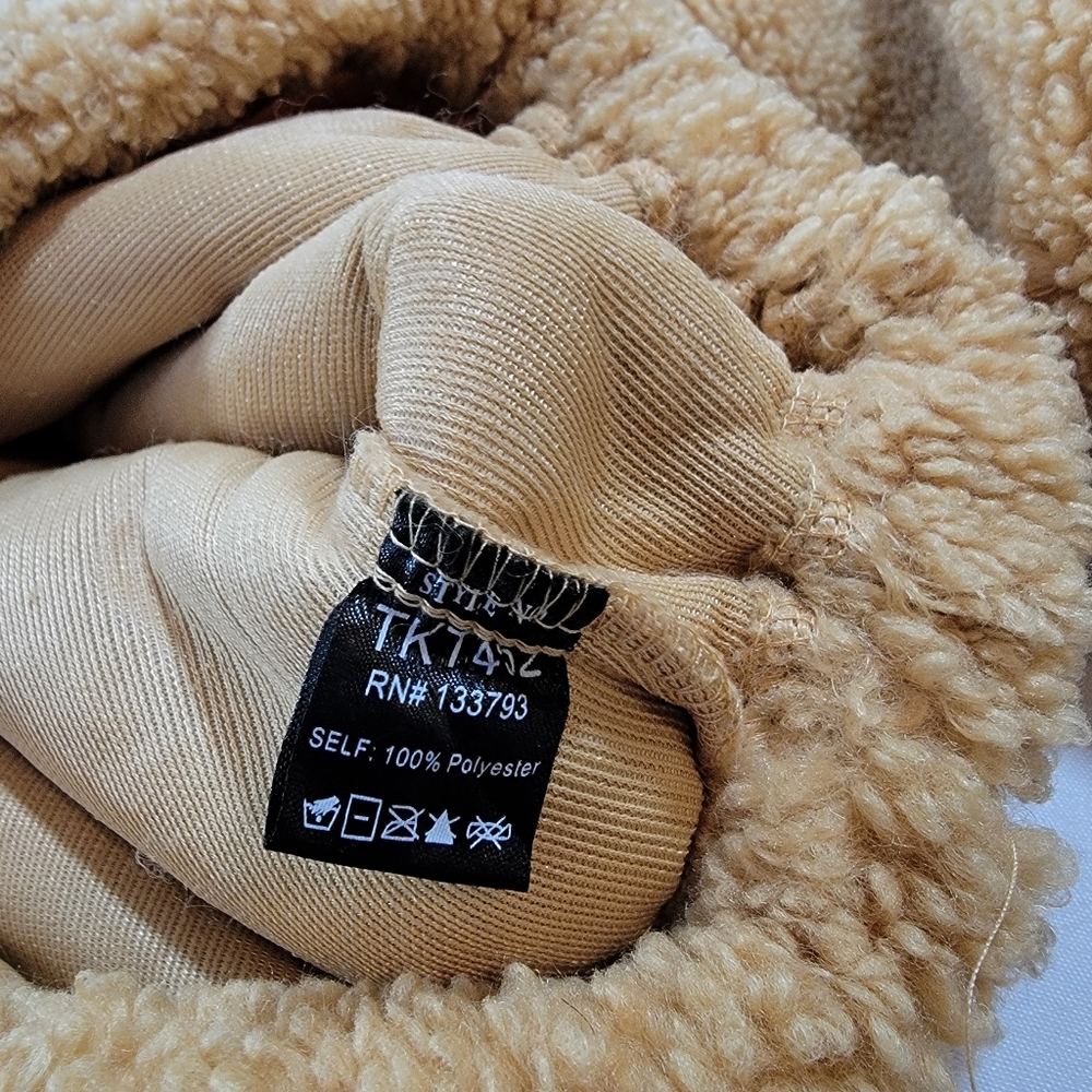 POL 1/4 zip tie back Sherpa jacket size Large Teddy Bear Style - Picture 6 of 7